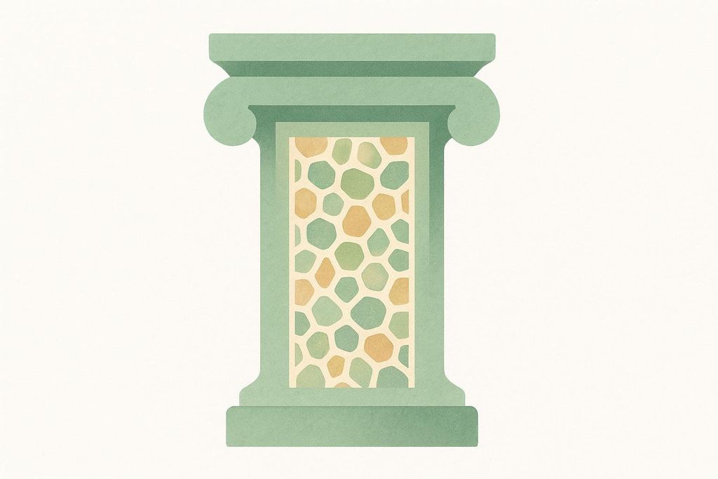 An abstract diagram showing dense, strong bone structures.