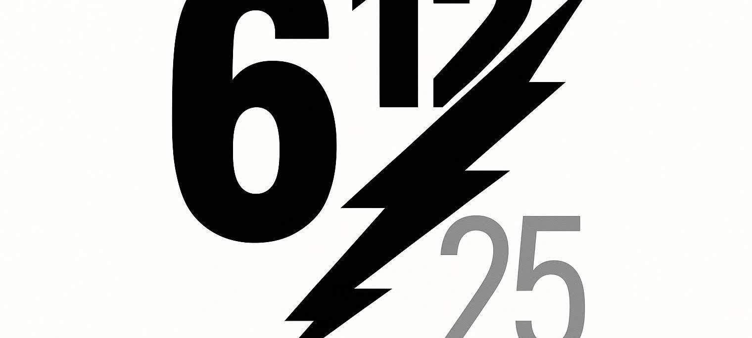 A stylized graphic showing the numbers 6, 12, and 25. The number 6 is large and black. The numbers 12 and 25 are connected to the 6 by a black lightning bolt symbol, representing a workout protocol.