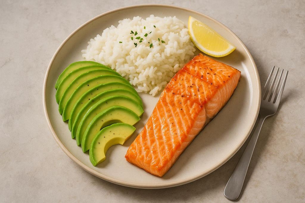 Healthy meal with protein, fats, and carbs