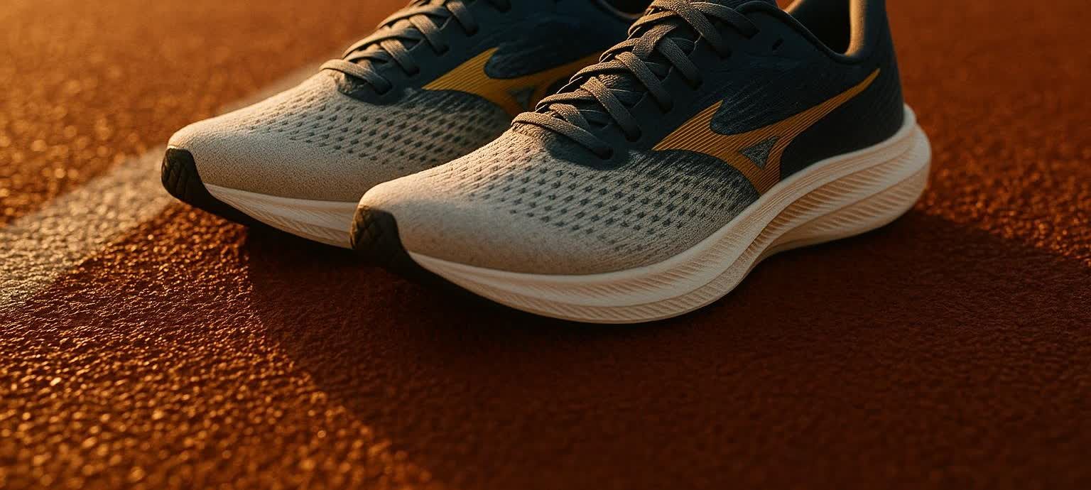 Running shoes on an outdoor track
