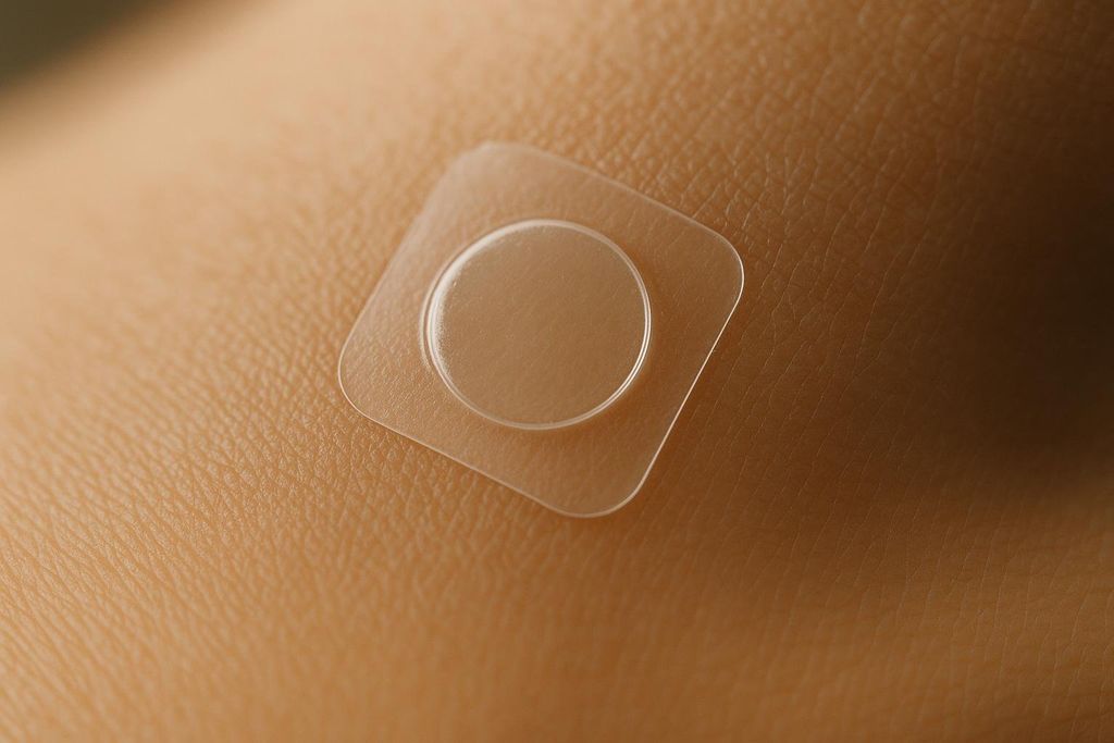 Close-up of a medical patch applied to skin