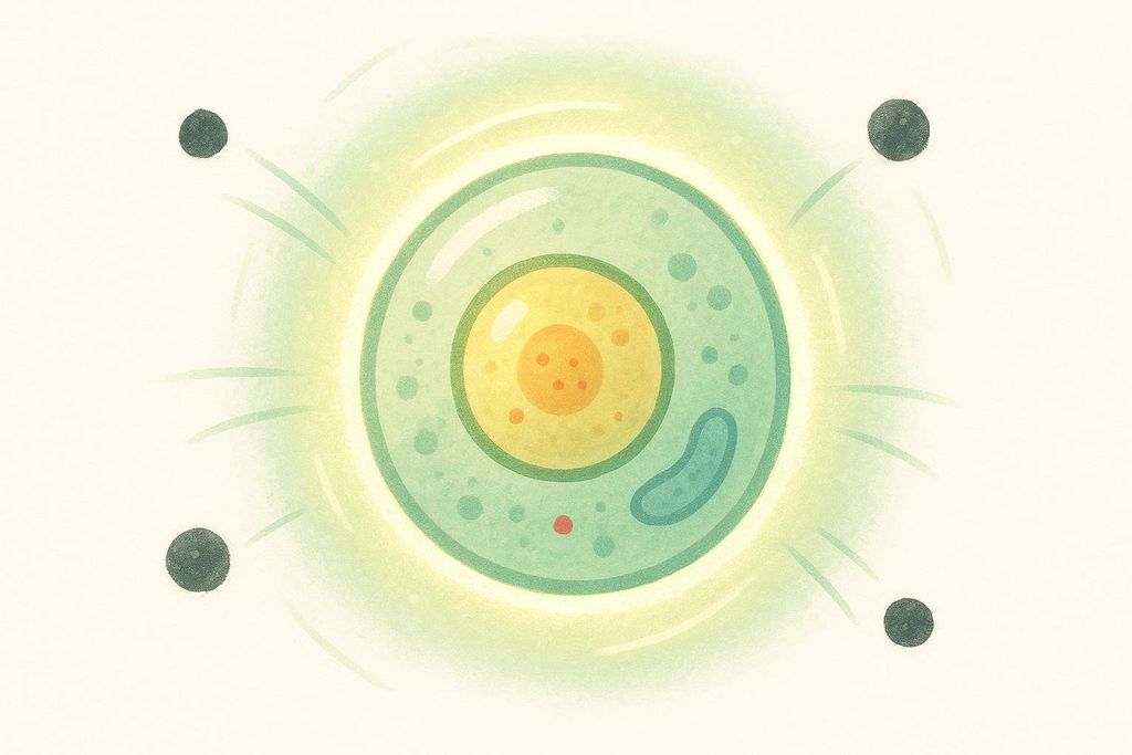 Illustration of antioxidants protecting a cell from free radicals