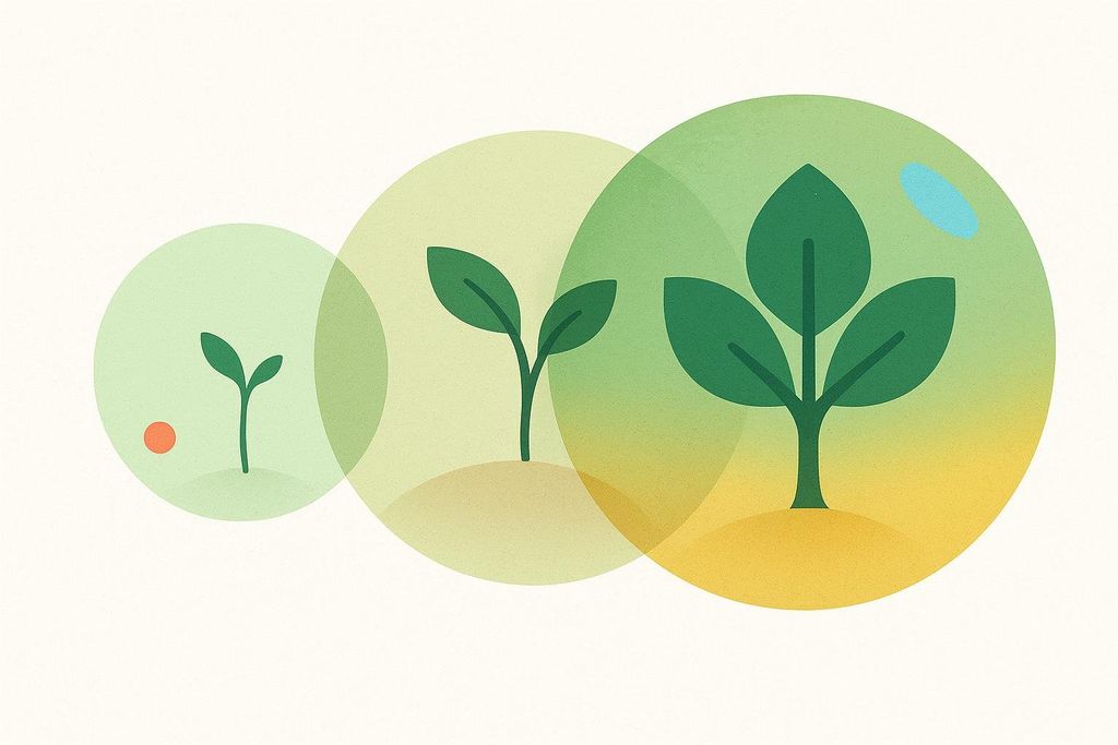 Abstract overlapping circles portraying different phases of growth