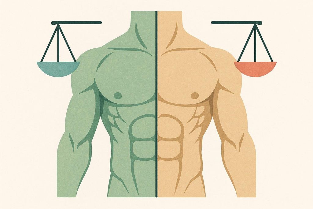 Illustration of a symmetrical human torso symbolizing physical structural balance.