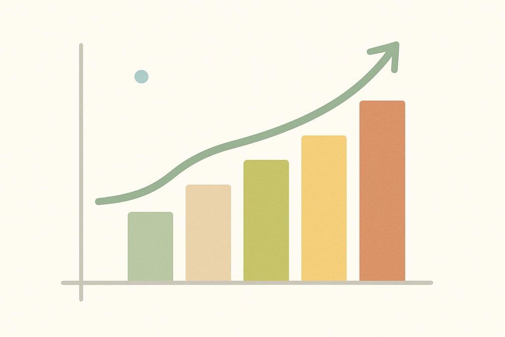 A stylized chart showing a stable positive upward trend line representing fitness progress