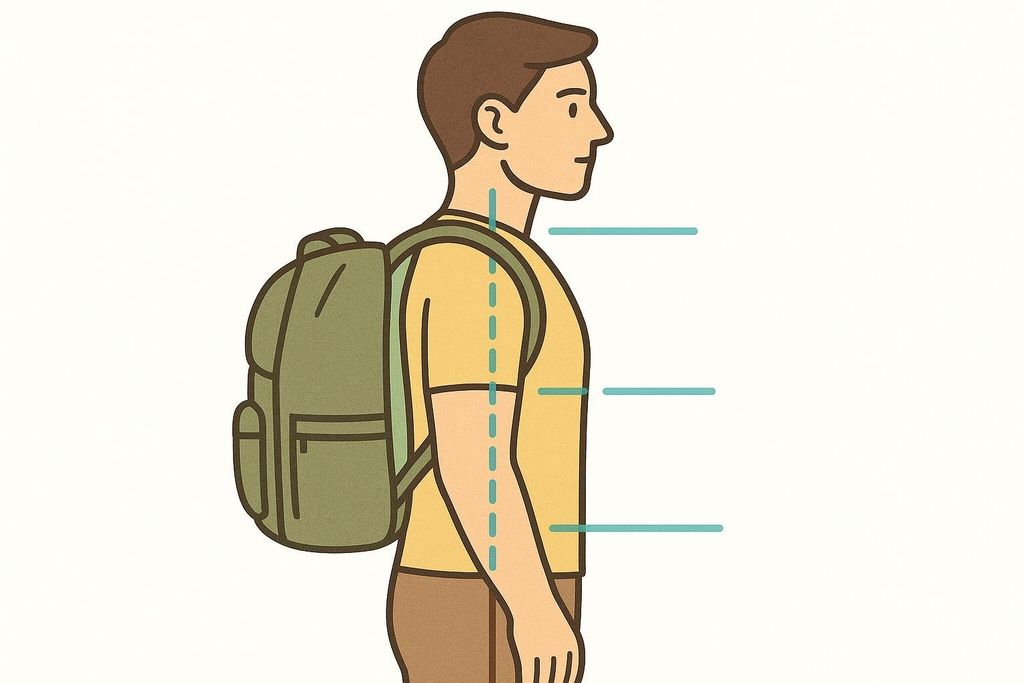 Illustration demonstrating correct rucking posture with a straight back and neutral head.