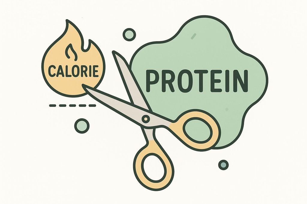 Illustration symbolizing cutting calories while retaining protein, for Muscle Milk Zero.