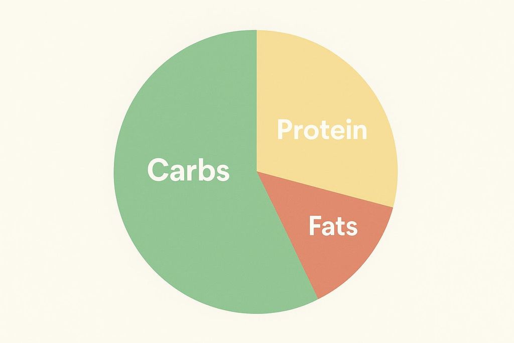 Pie chart illustrating macronutrient breakdown of carbs, protein, and fats