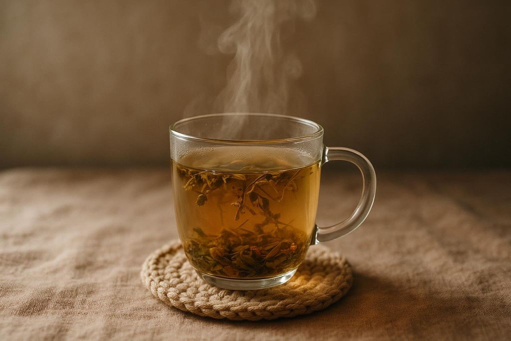 A warm cup of tea awaiting a drinker.