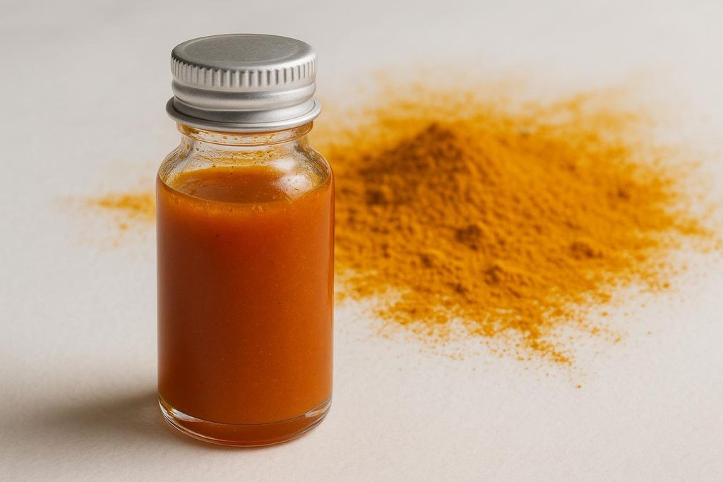 Vial of liposomal curcumin with turmeric powder