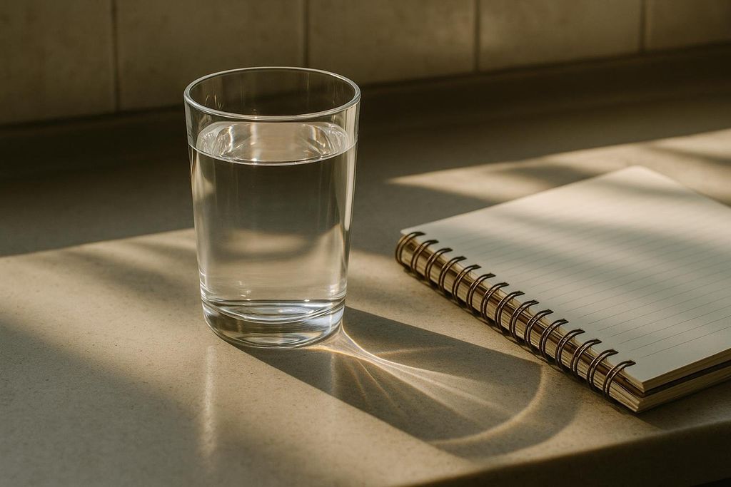 A glass of water, highlighting the importance of hydration levels in bioimpedance readings.