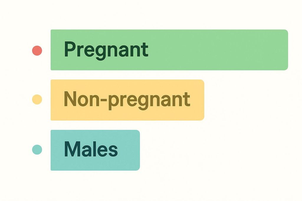 A bar chart illustrating the comparison of prolactin ranges across different groups: pregnant individuals (longest bar, green), non-pregnant individuals (medium bar, yellow), and males (shortest bar, teal).