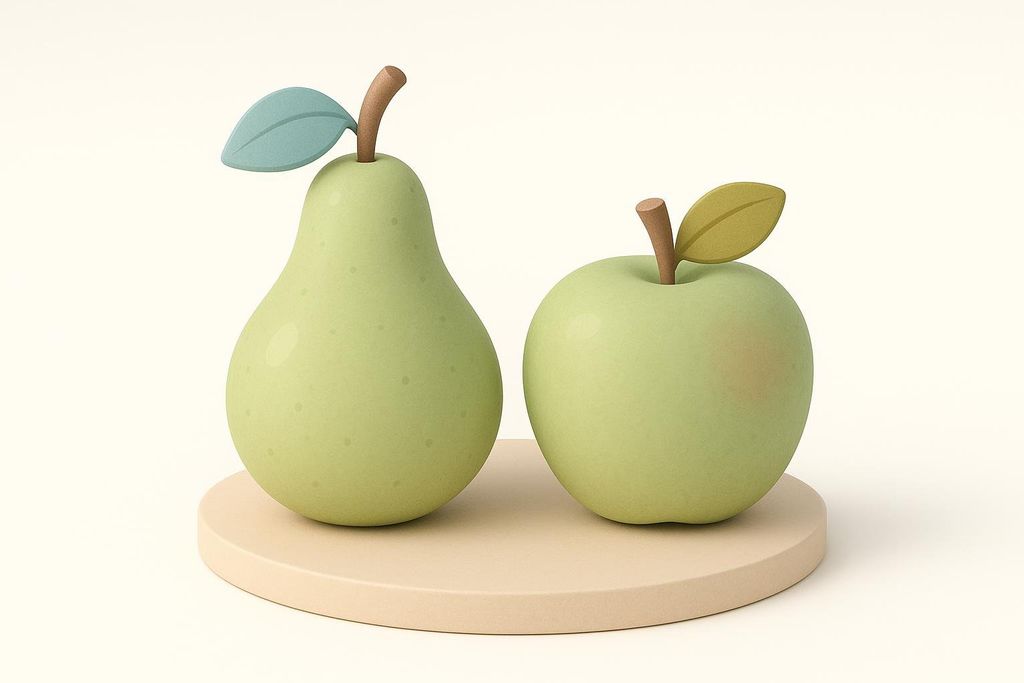 Comparison of pear and apple shapes representing fat distribution