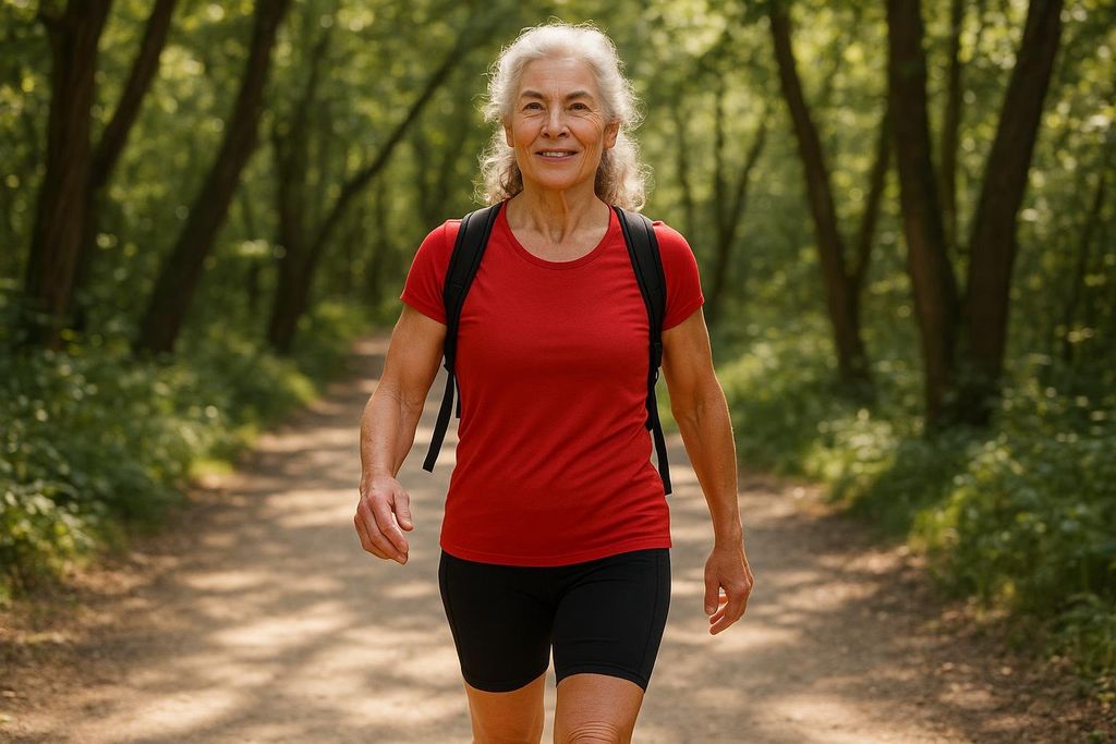 Healthy active senior walking outdoors