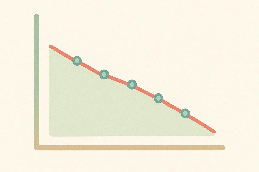 Illustration of a downward trending graph with five connected data points, symbolizing consistent weight loss or a decrease over time.