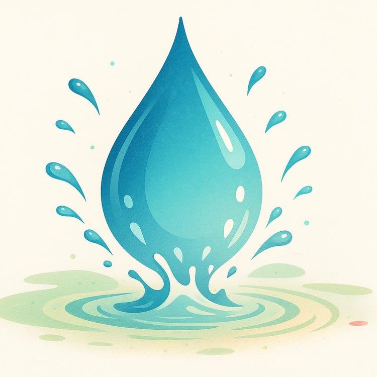 Illustration of a water droplet breaking into smaller droplets