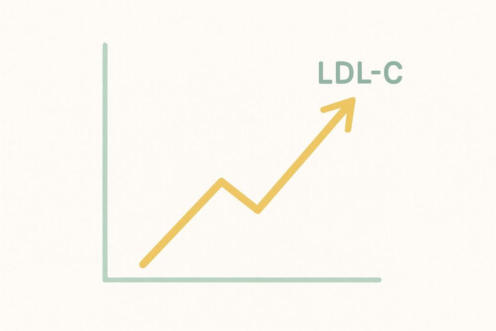 Abstract line graph showing a sharp increase, representing concerns about elevated LDL cholesterol.
