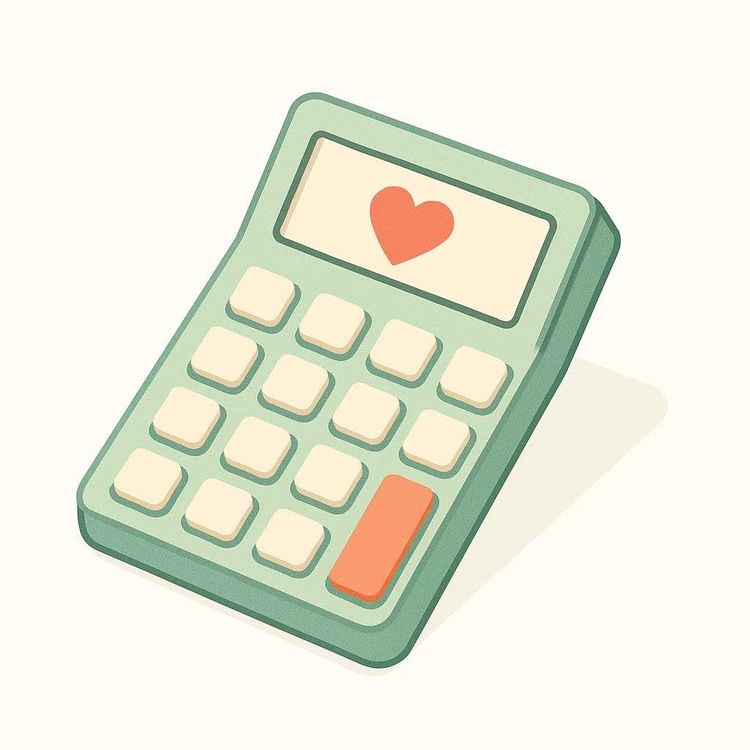Icon of a calculator showing a heart symbol