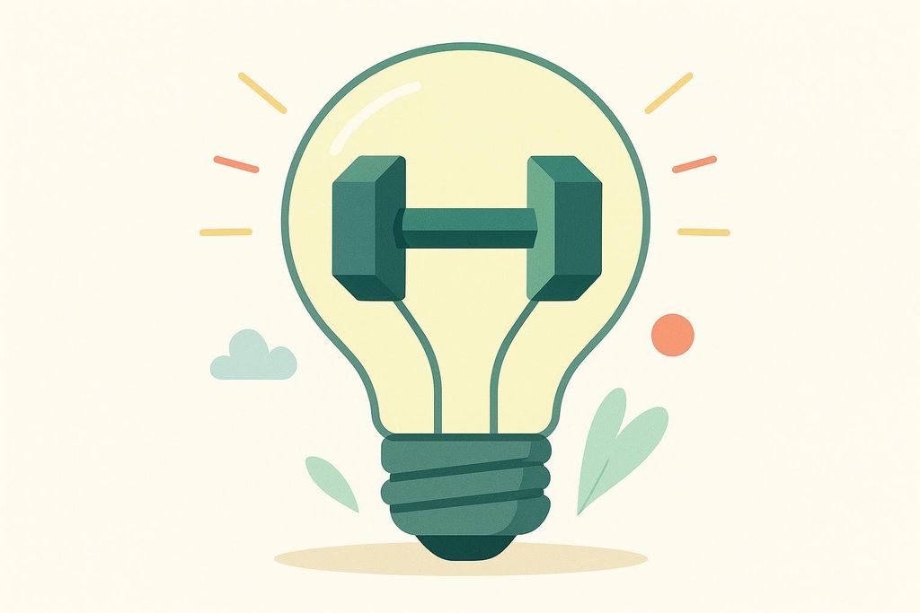 Lightbulb with a dumbbell inside symbolizing fitness myths and knowledge