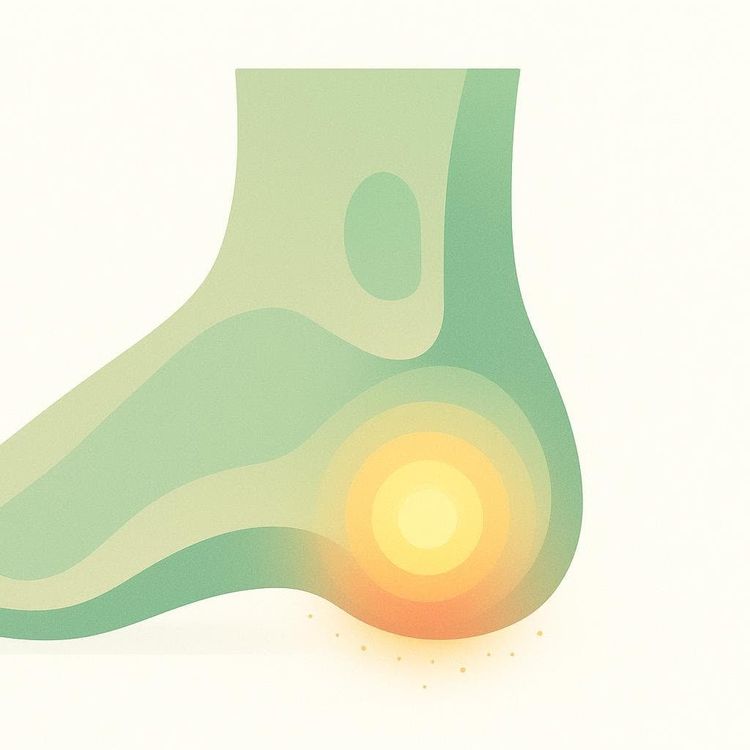 Stylized silhouette of a foot highlighting the heel