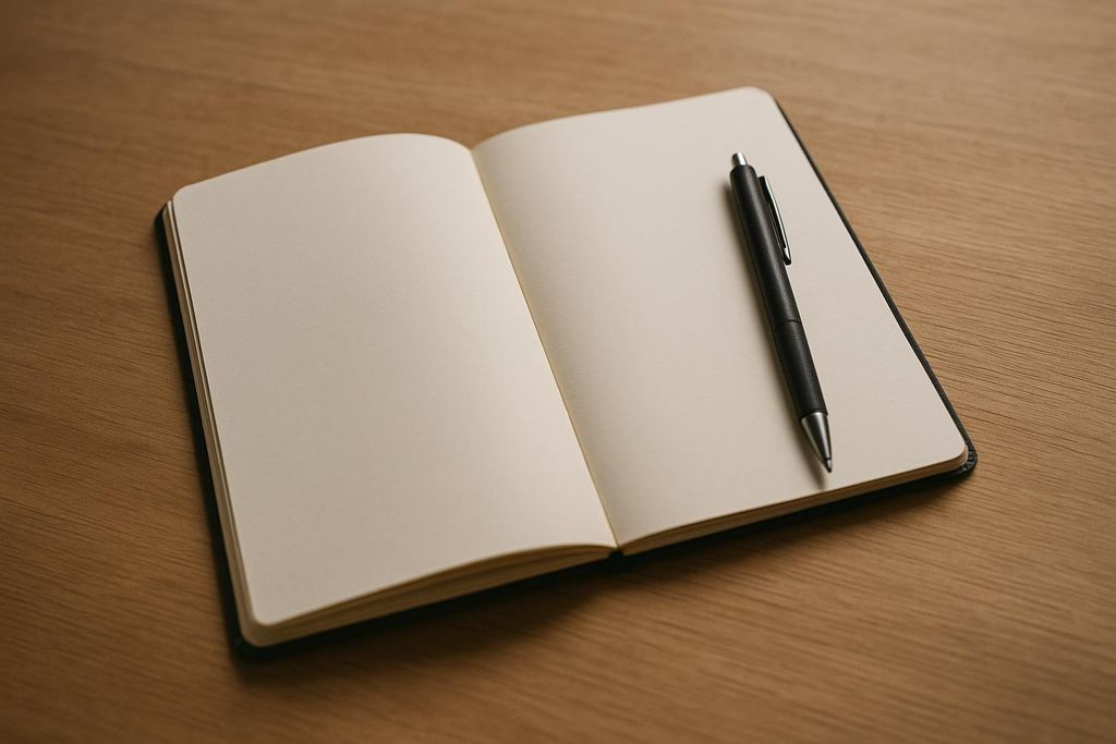 An open journal and pen for tracking health progress.