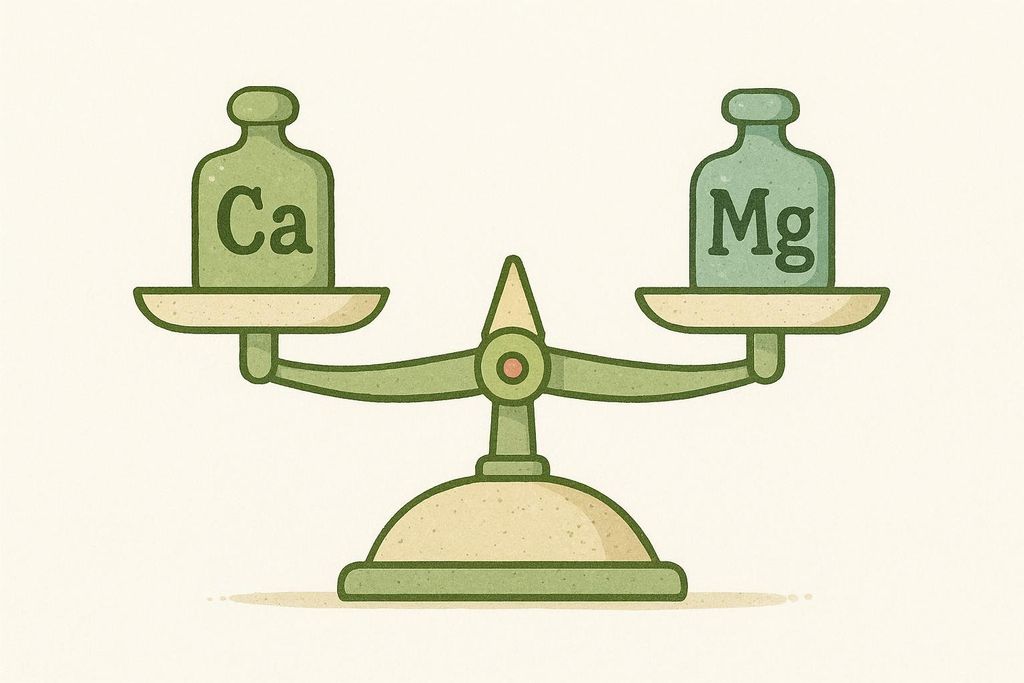 Illustration of a scale balancing Calcium and Magnesium.