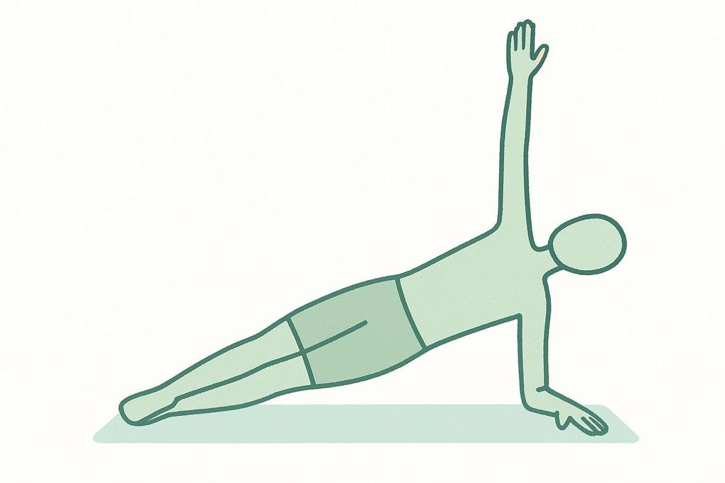 Stylized illustration of a figure performing a side plank for core strength.