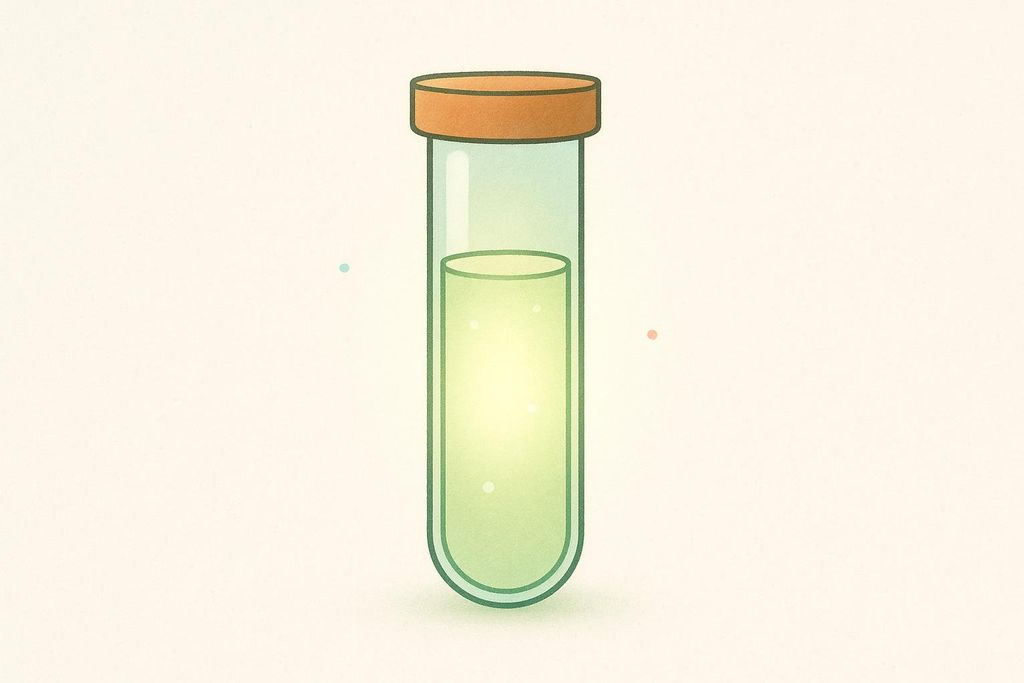 Glowing test tube illustration representing medical diagnostics