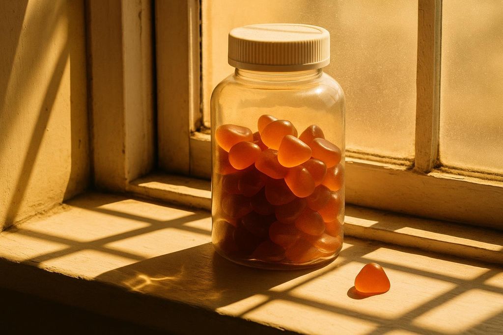 Gummy vitamins sitting in direct sunlight