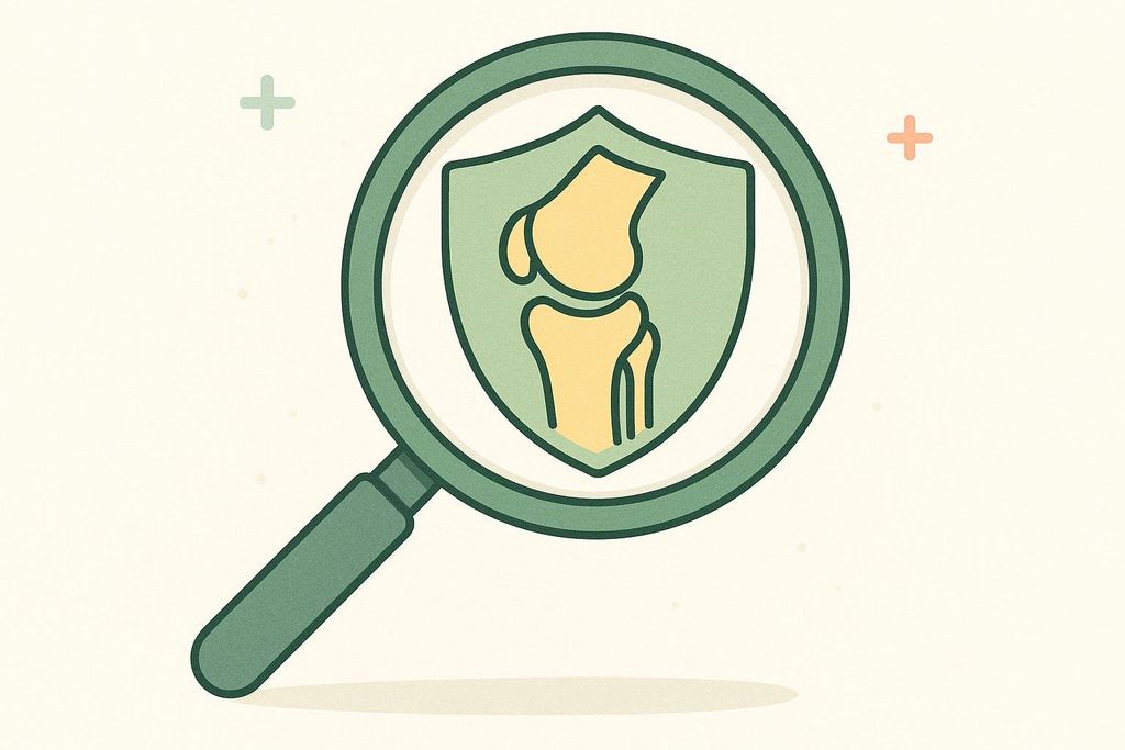 Magnifying glass examining a knee joint shield