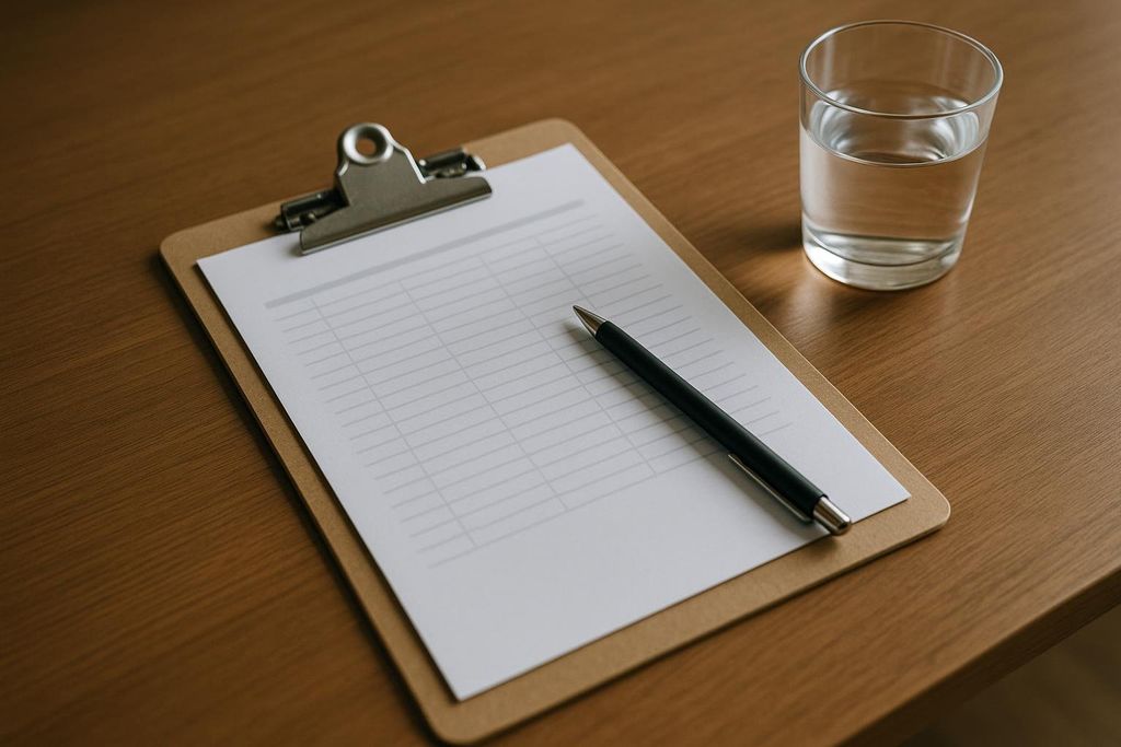 A clipboard and pen on a desk representing data logging and study results.