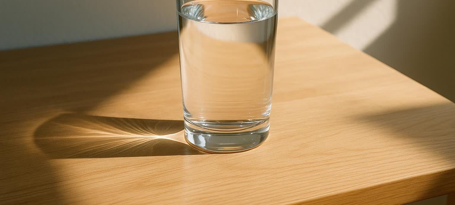 A clear glass of water in sunlight representing the purity of a water fast