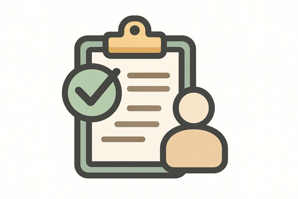 An icon showing a clipboard with a green checkmark indicating successful completion or scheduling, alongside a generic silhouette of a person, symbolizing a medical scan or appointment.