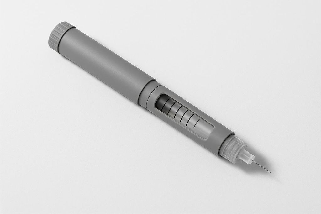 A generic injector pen on a white surface