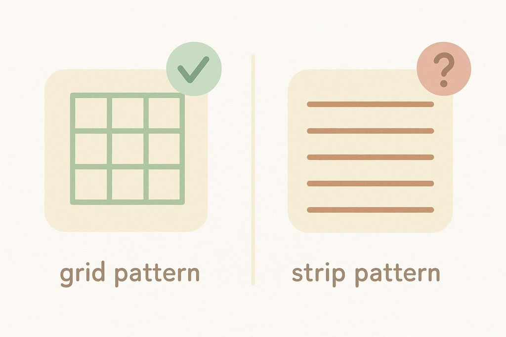 Diagram showing the difference between grid and strip wiring layouts in sheets.