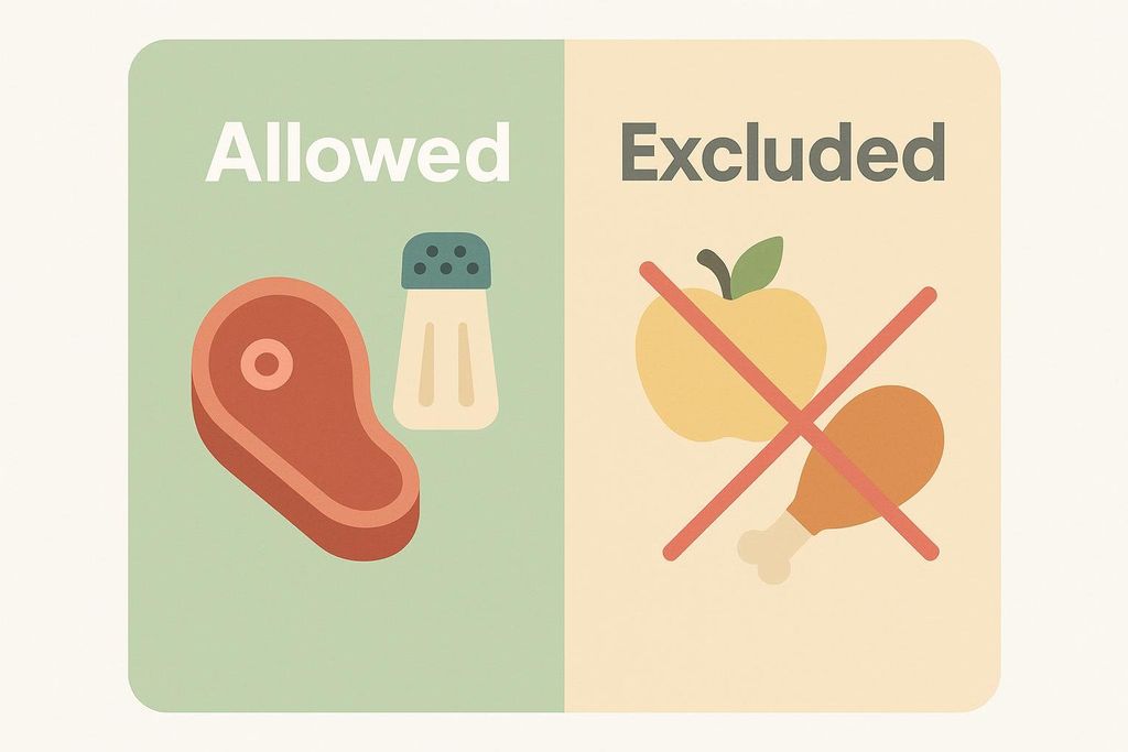 Comparison diagram showing allowed and excluded food groups