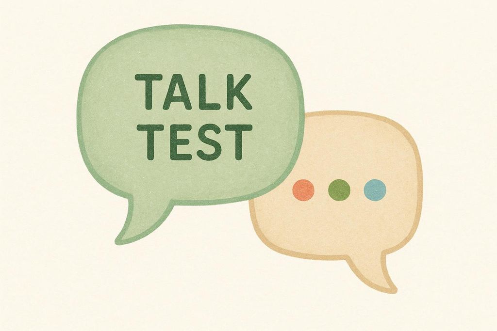 Illustration of speech bubbles representing the Talk Test