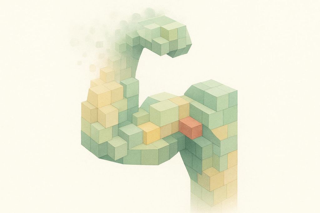 Illustration of a muscle structure fading away, representing muscle loss.