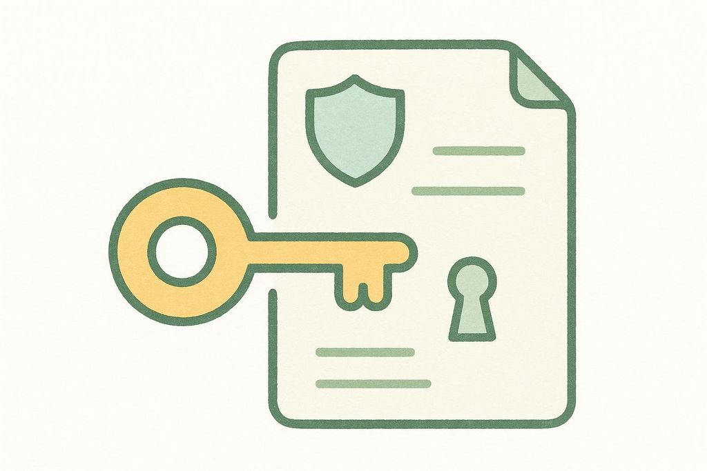 An illustration of a key unlocking a document, symbolizing understanding insurance benefits for preventive care.