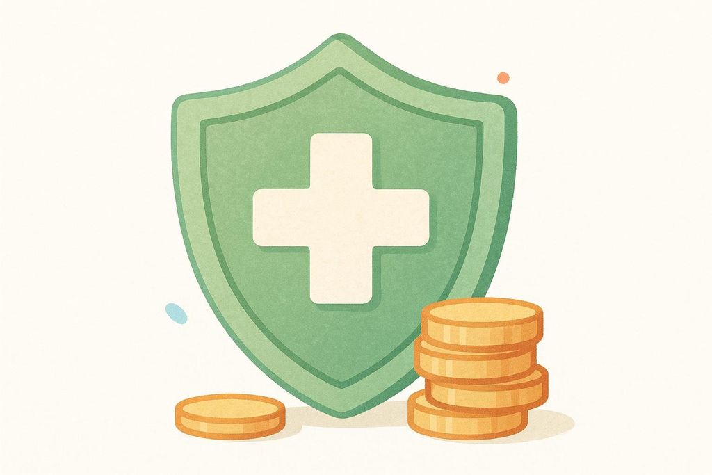 A shield protecting money, symbolizing insurance coverage.