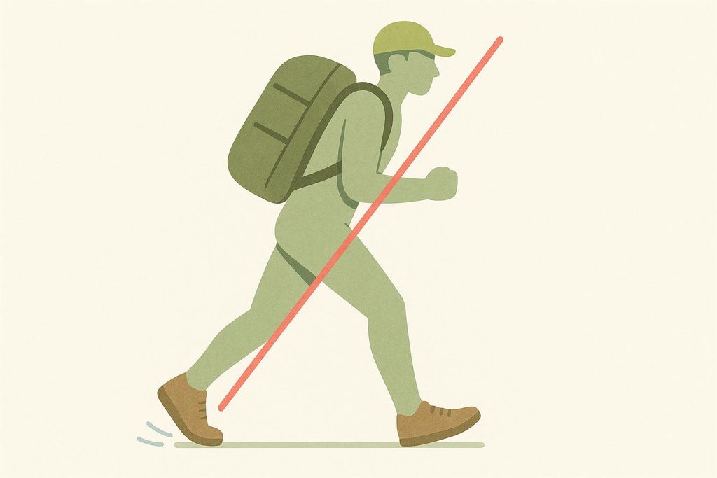 Illustration showing forward lean posture while rucking