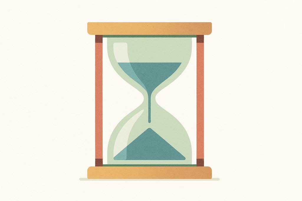 Hourglass illustration representing the need for patience over time