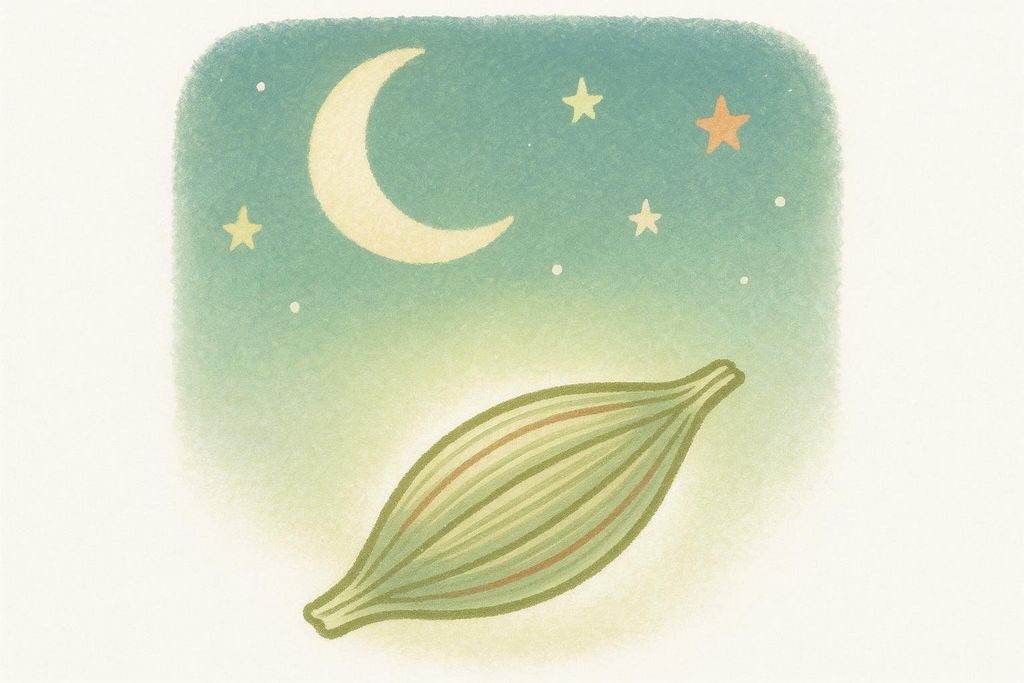 Illustration of a muscle under a night sky with a crescent moon and stars, symbolizing muscle recovery during sleep.