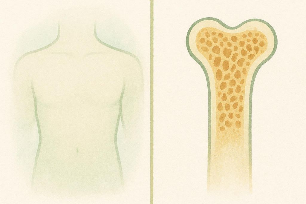 Illustration showing developing muscle definition alongside strengthening bone density.