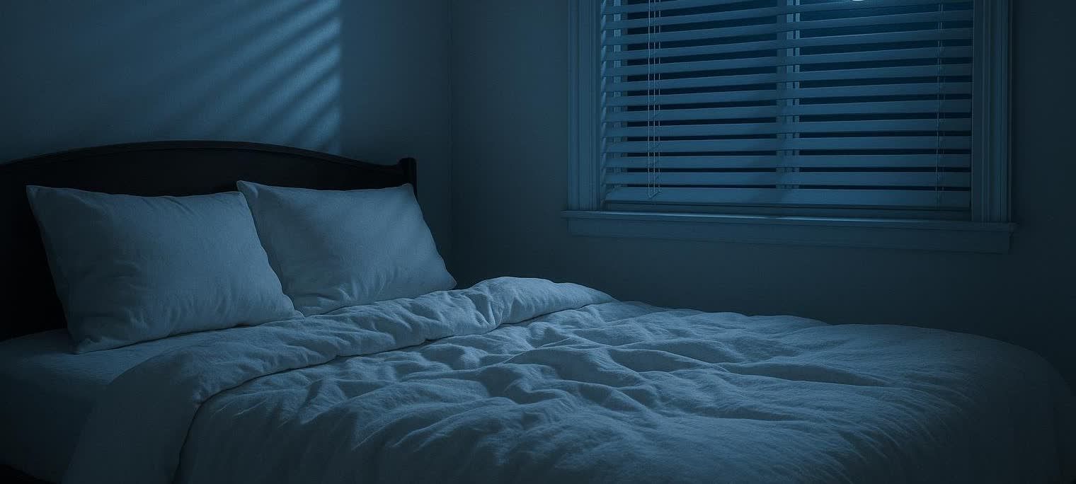 A peaceful dark bedroom illuminated by moonlight suitable for deep sleep