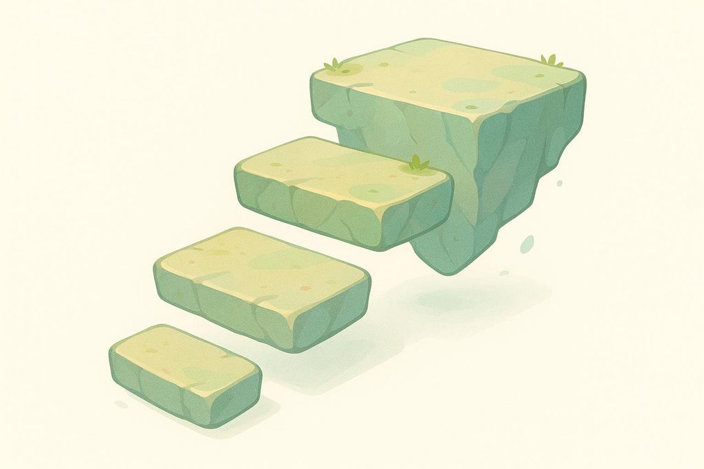 Illustration of steps leading appearing one after another