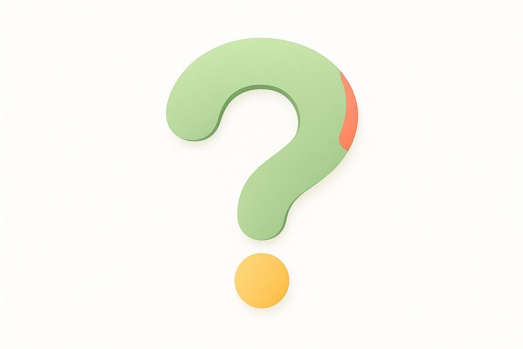 A stylized question mark icon, colored green with a red and yellow dot, representing a Frequently Asked Questions section.