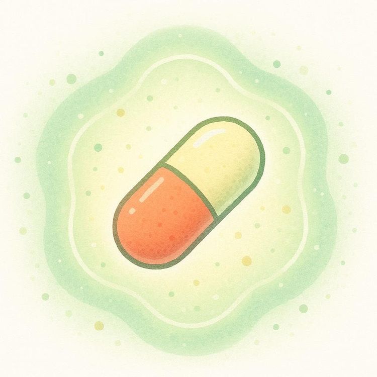 A stylized tiny capsule glowing softly with protective light.