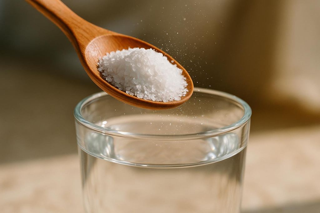 Spoonful of magnesium powder ready to be mixed into water